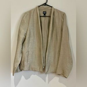 Eileen Fisher Linen Silk Champagne Metallic Blazer Jacket - Size Medium